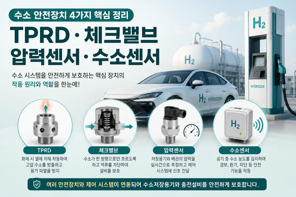수소 안전장치 TPRD 체크밸브 압력센서 수소센서의 작동 원리