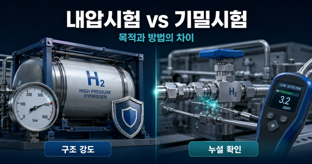 수소저장시스템 내압시험과 기밀시험 차이 비교 이미지