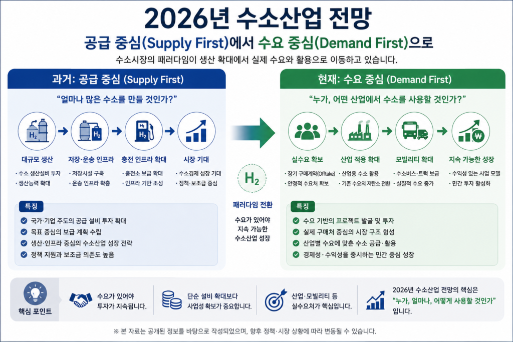 2026년 수소산업 전망 - 공급 중심에서 수요 중심으로 변화하는 수소시장